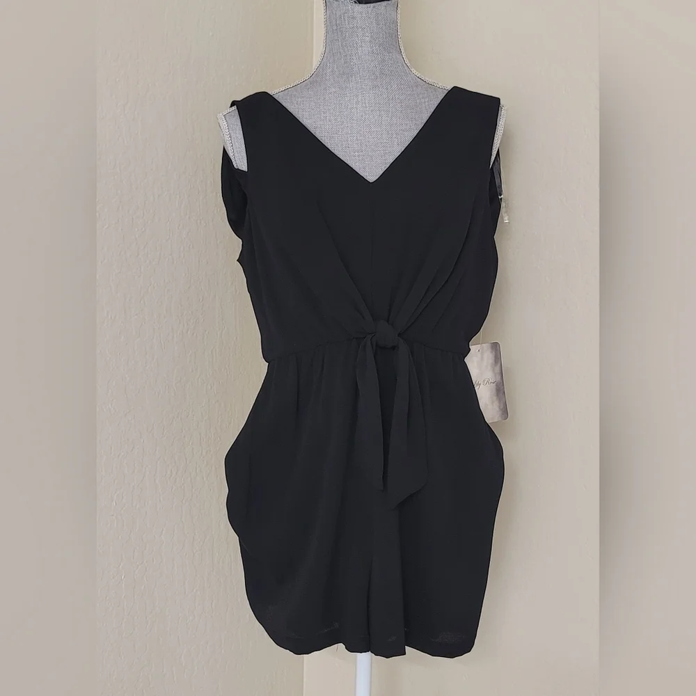 Lily Rose Black Romper V Neck & Back, Women's, Size M
